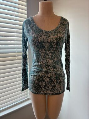 Y2K Free People Women's Textured Scoop Neck Long Sleeve Top